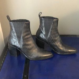 Italian Leather Ankle Heeled Boots
